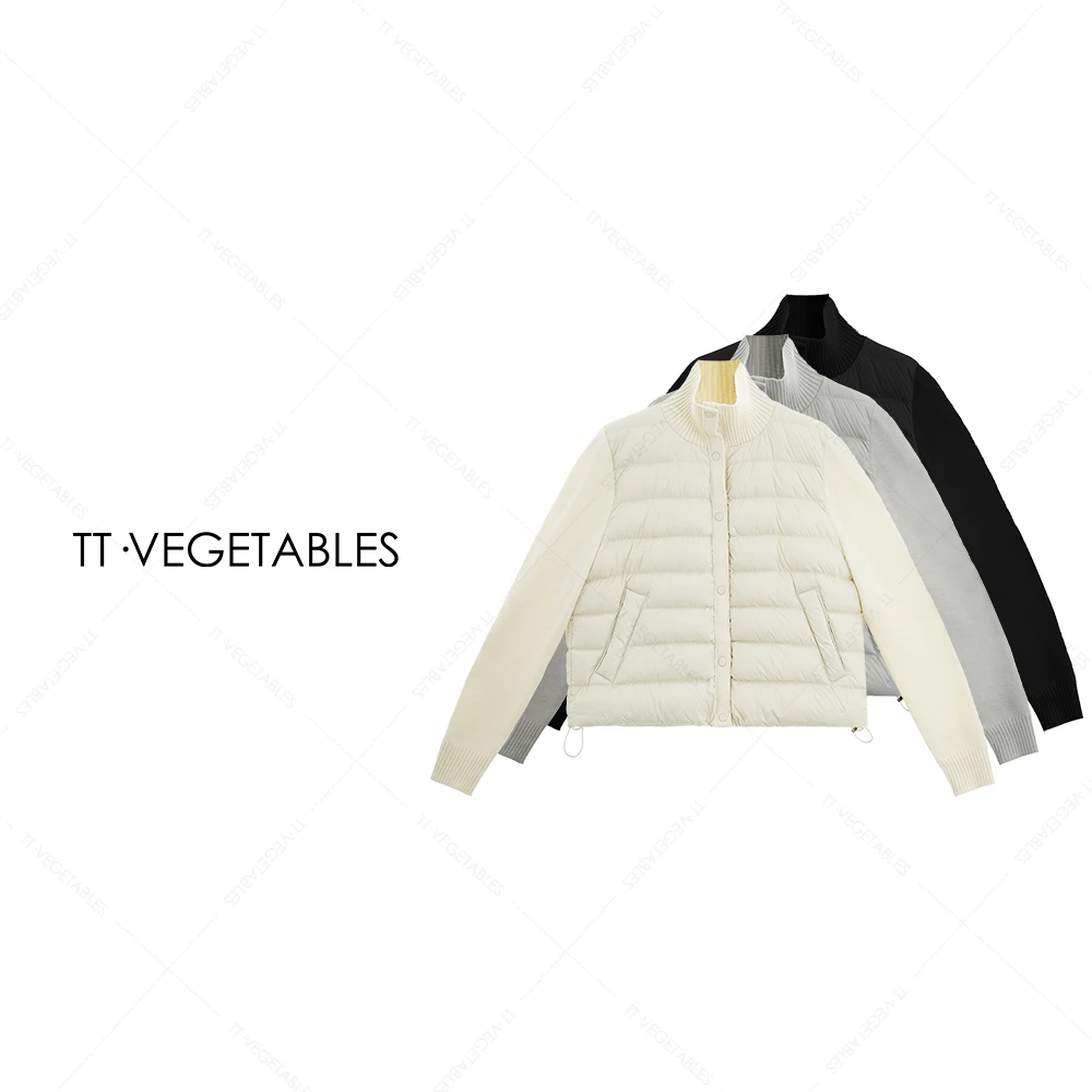 噢芬/小个子【兰风】新款90白鸭绒针织袖拼接羽绒款轻薄外套522225