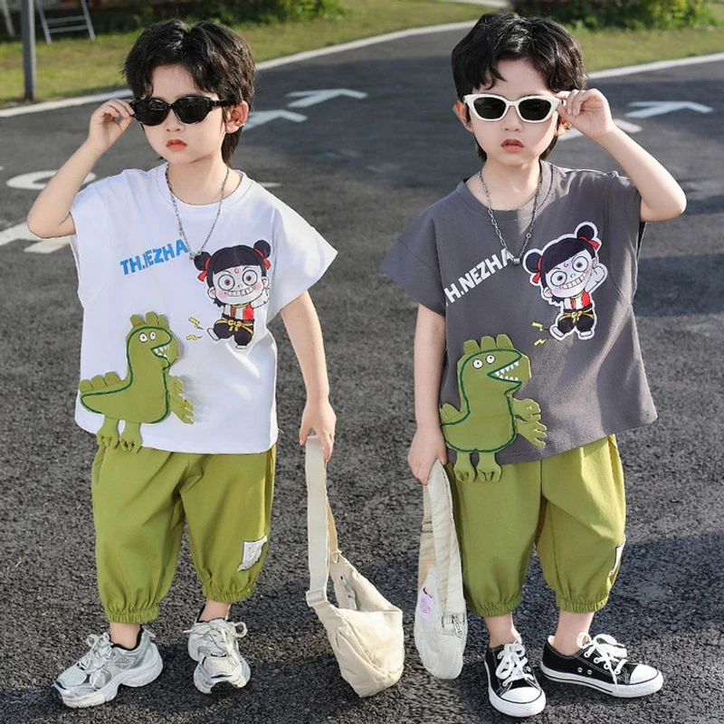 哪吒衣服男童夏季套装2025新款儿童帅气时髦宝宝无袖裤子两件套潮