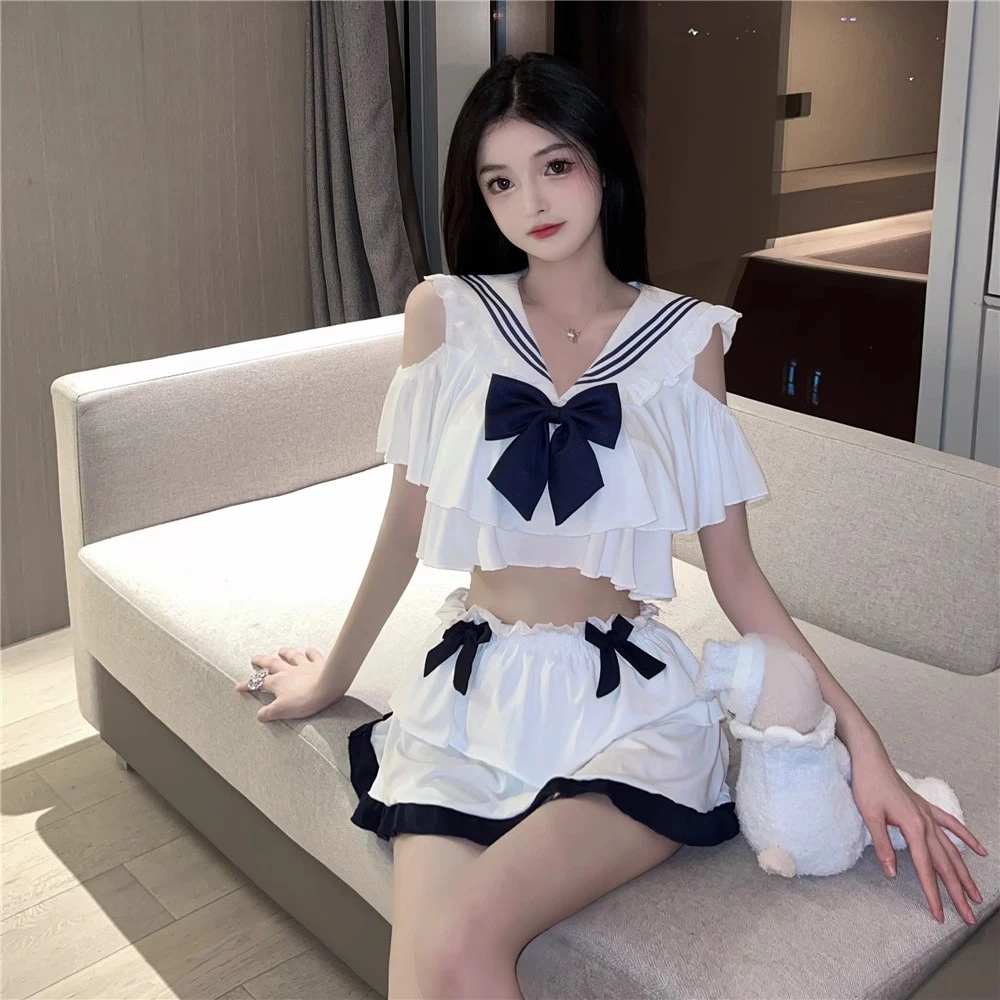 情侣内衣纯欲学院风水手服可爱迷人性感分体式超短裙诱惑家居私房