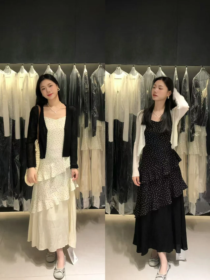 born（6103）吊带刺绣连衣裙两件套