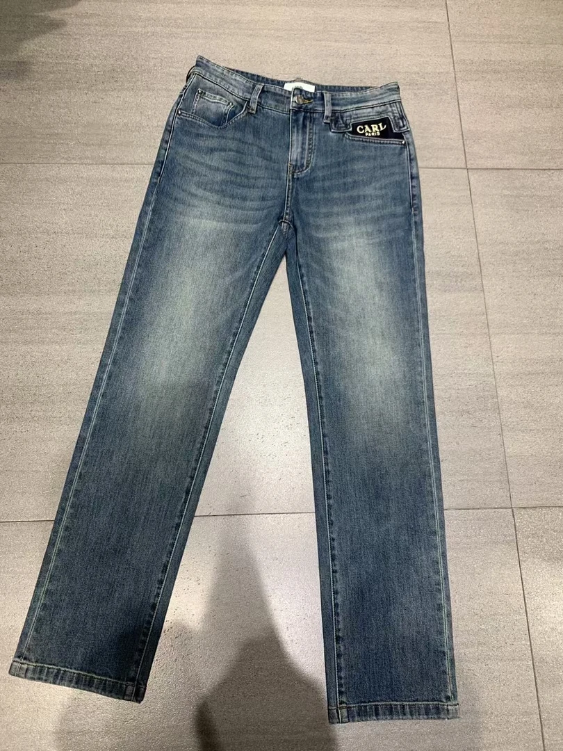 欧货轻奢夏季新品男士高端修身小直筒牛仔裤