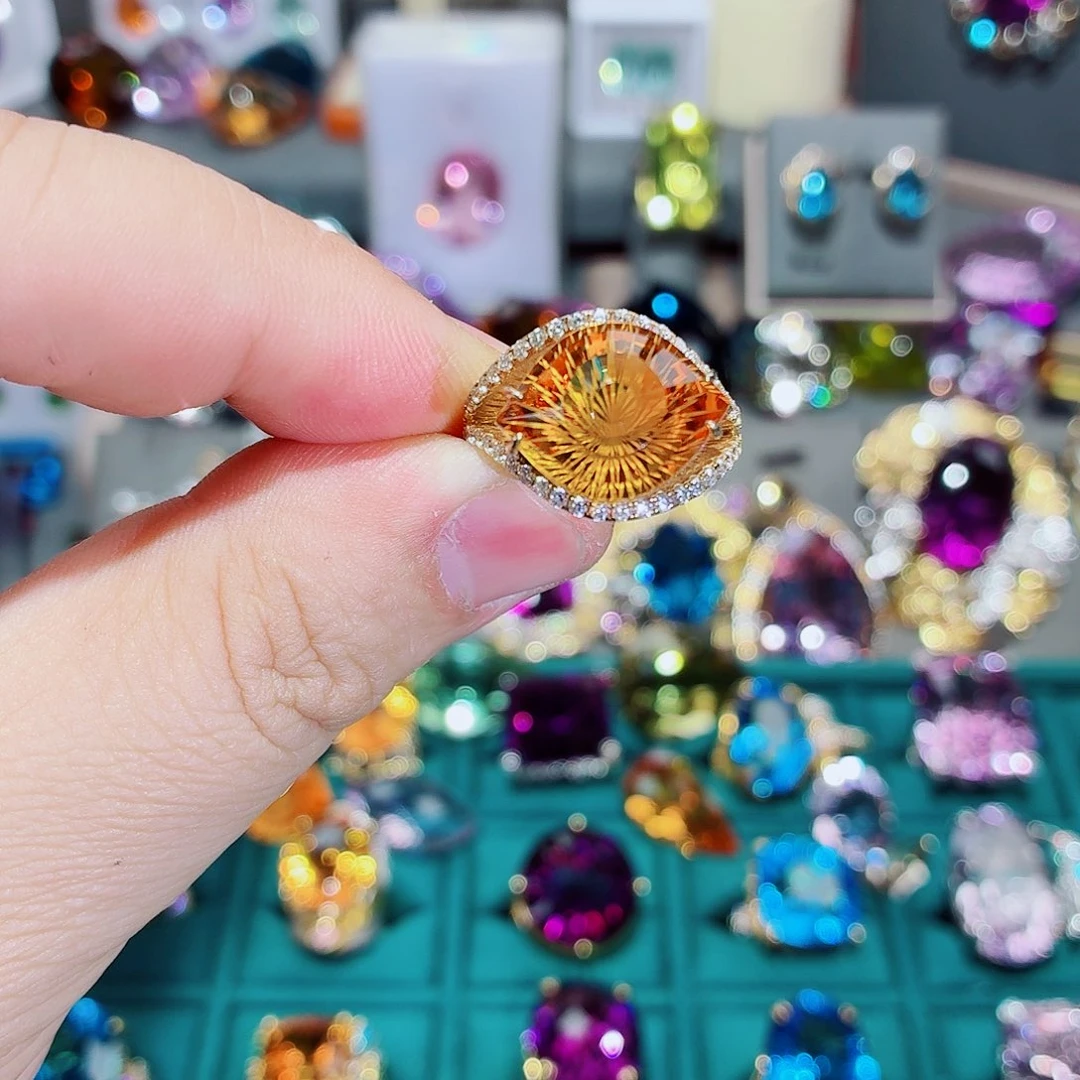 戒指银S925镶嵌黄晶