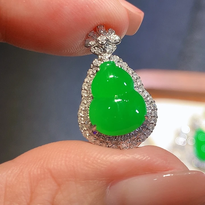 翡翠18K金镶嵌吊坠(不含链)