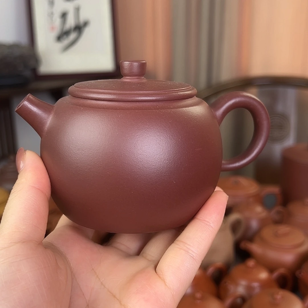茶壶紫砂精品原矿紫泥苹果壶250cc左右