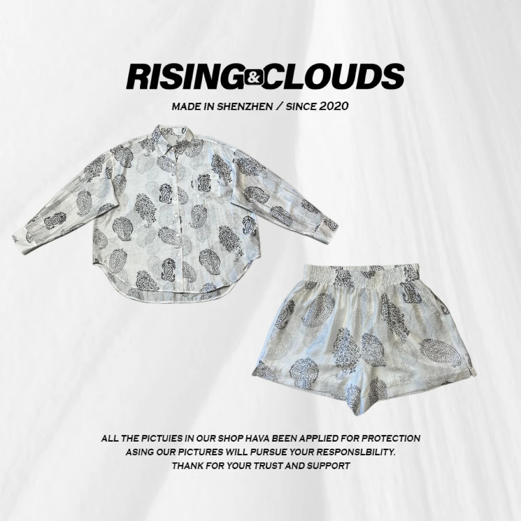 小法【竹义】深圳南油夏季舒适凉感印花显瘦套装040830GT