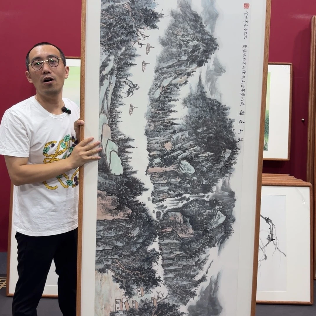 国画带框绘画210/80尺寸