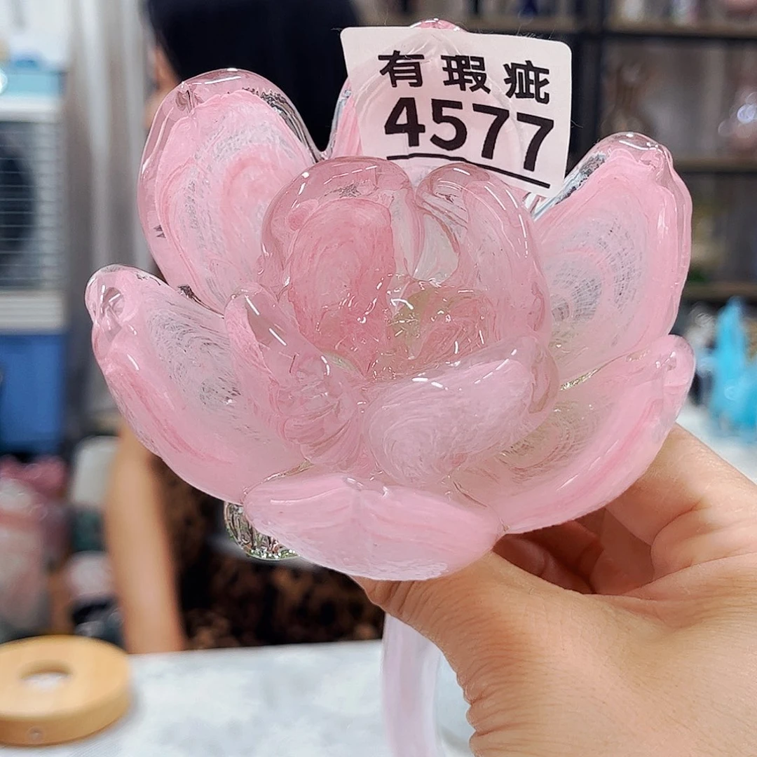 4577荷花 冰裂瑕 家悦琉璃花器摆件
