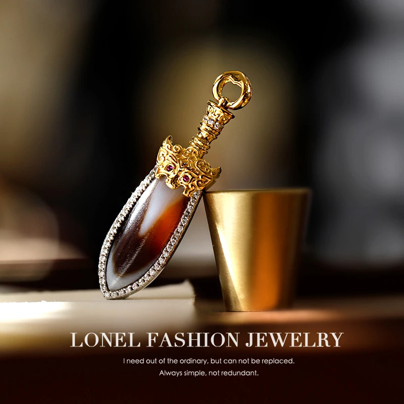 Lonel/洛奈饕餮剑 s925银玛瑙吊坠 DYSA2538