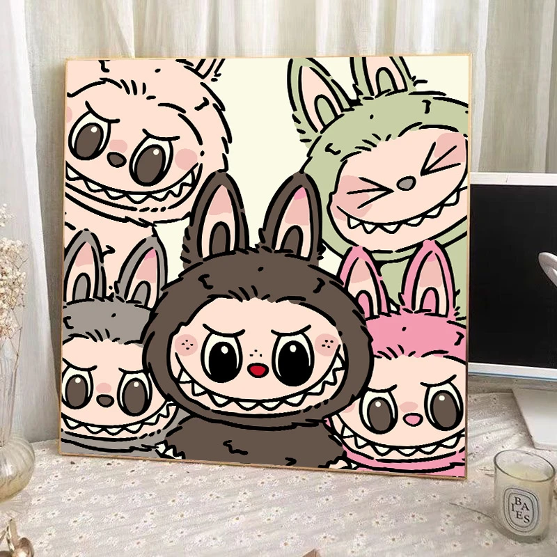 labubu拉布布数字油画diy手工填色儿童减压治愈房间装饰画礼物