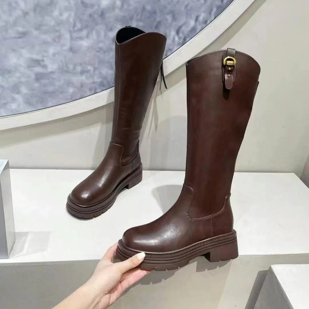 冬新款复古时尚百搭显瘦V口长靴9266-238(不加绒，腿围穿到38)