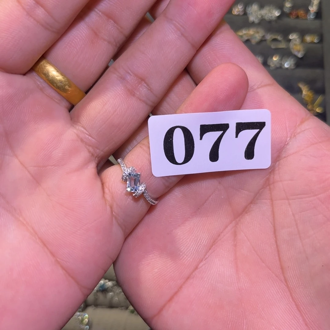 海蓝宝石戒圈银S925镶嵌077