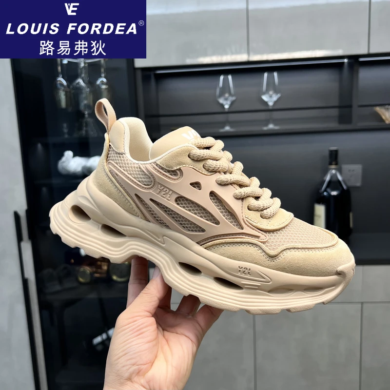 Louis Fordea/路易弗狄潮牌时尚设计感男小白鞋夏季透气网面男鞋