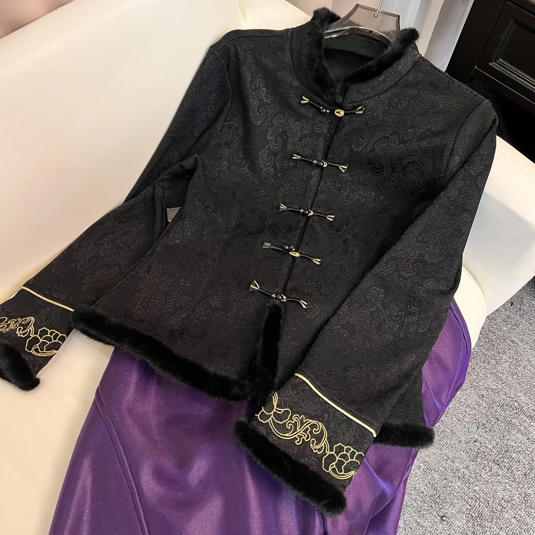 7198（加绒）新中式女装 秋冬厚款国风打底衫