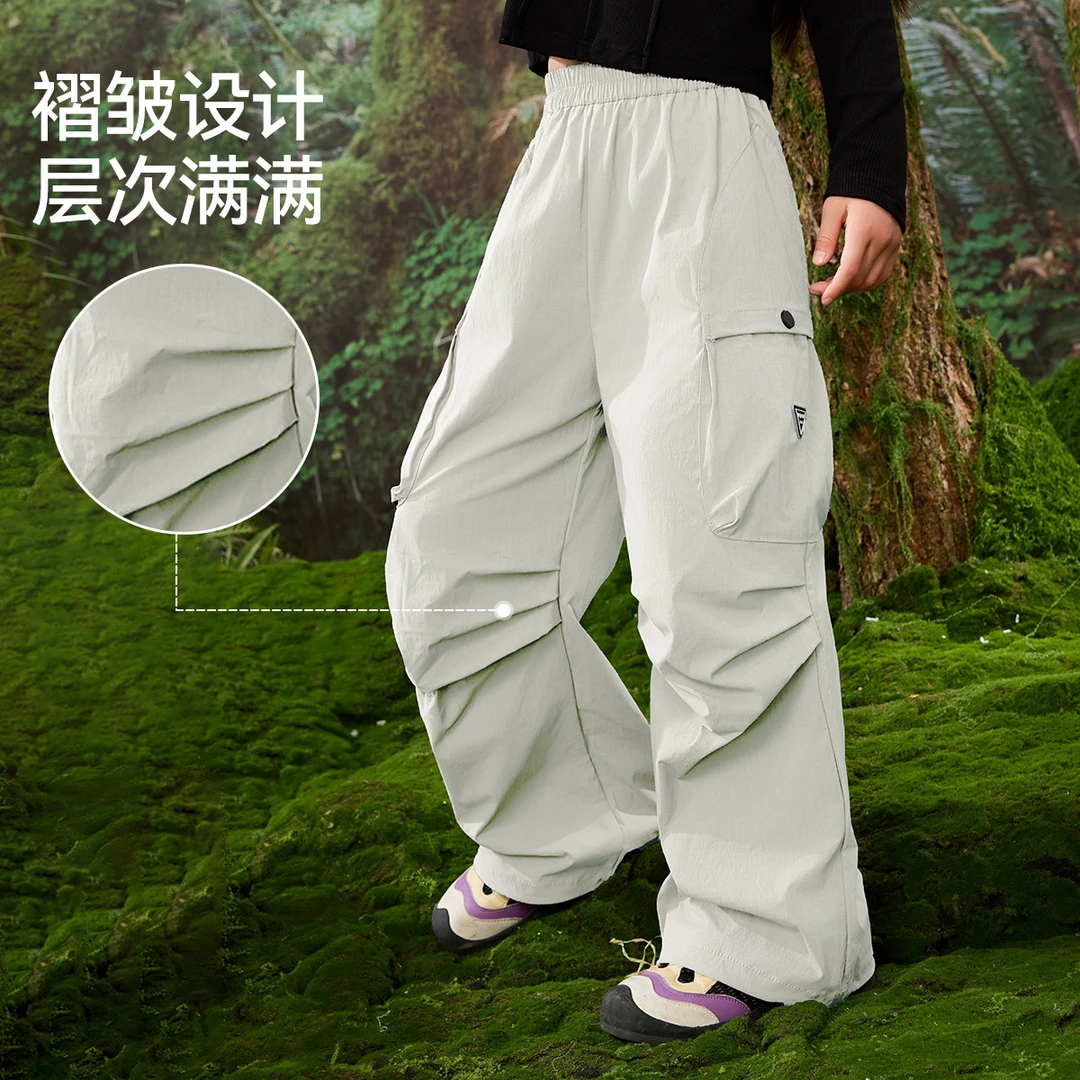 ASK儿童裤子春大口袋直筒工装裤休闲肌理感长裤JF1ZPS13757F zb