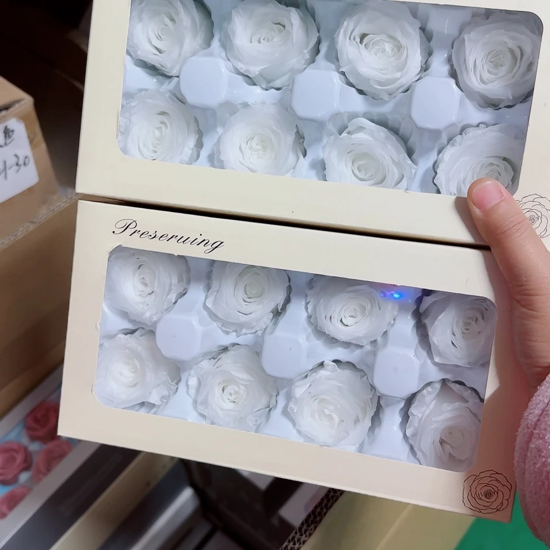 白花大玫瑰8朵花束