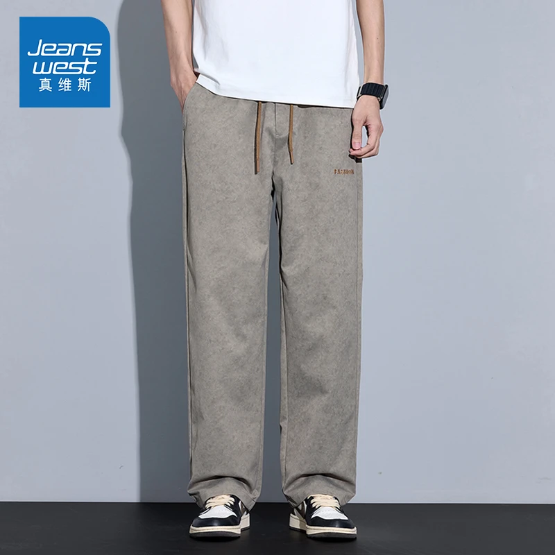 Jeanswest/真维斯男生阔腿休闲裤夏季新款潮流宽松直筒百搭运动裤