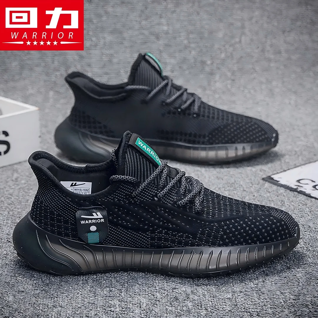 回力黑色飞织鞋男2025秋季新款百搭网面透气运动鞋时尚休闲男鞋子