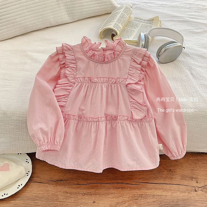 冉冉时尚春秋款纯棉新款女童衬衣衬衫宝宝百搭娃娃衫韩版时尚长袖