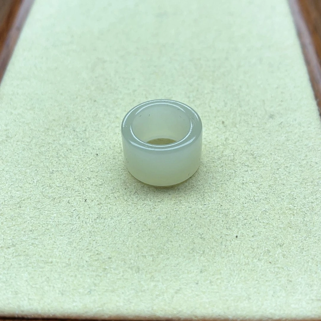 和田玉戒指未镶嵌78高冰白跑环卡10mm