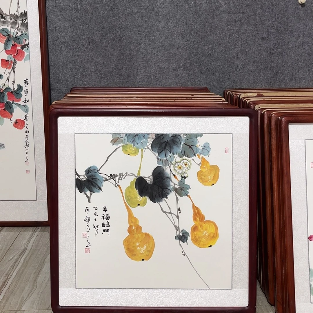 国画书画作品带框63×63
