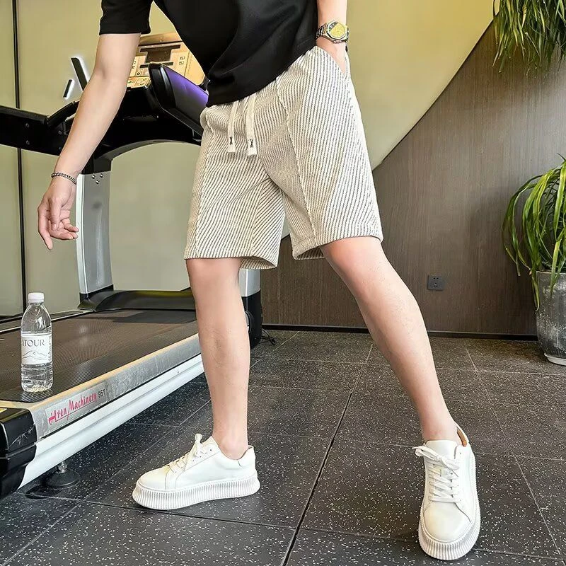 潮牌休闲裤男夏季宽松透气直筒短裤运动中裤港风百搭潮男五分裤子