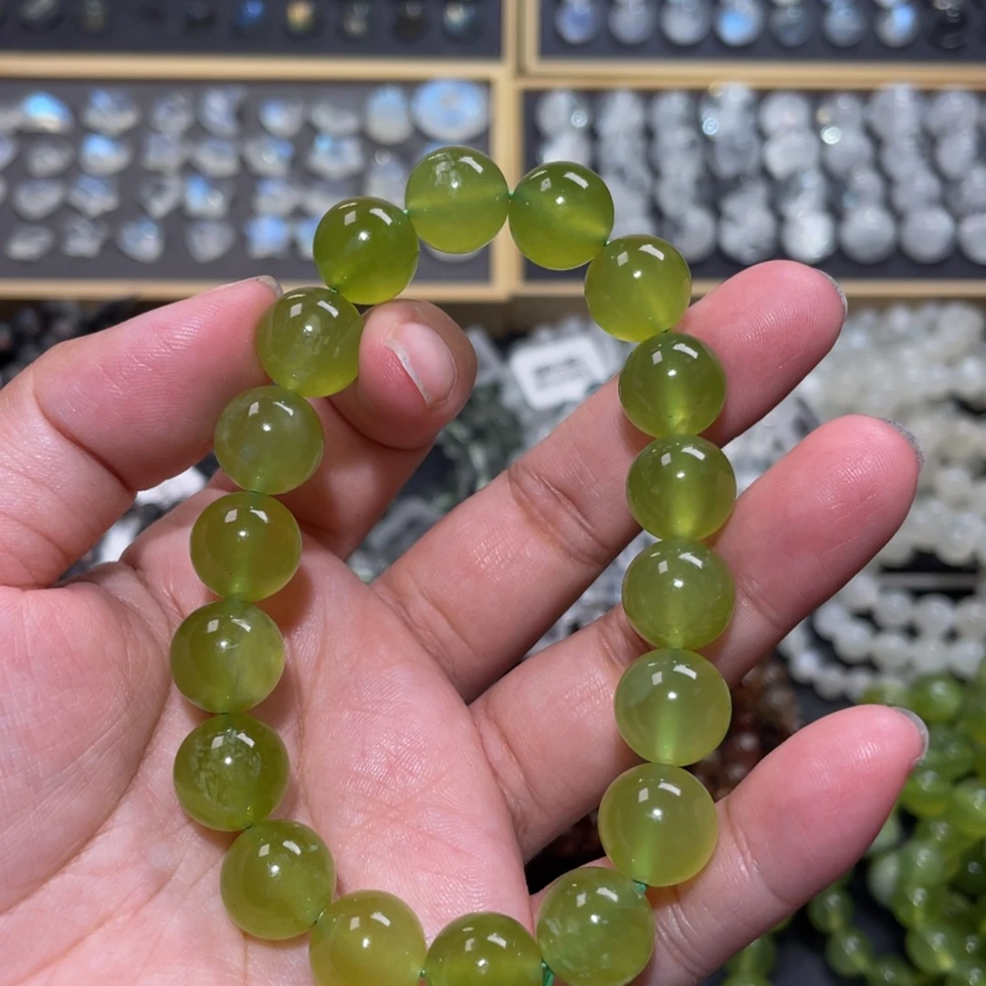 未镶嵌岫玉手链P****K岫玉青提手链12mm