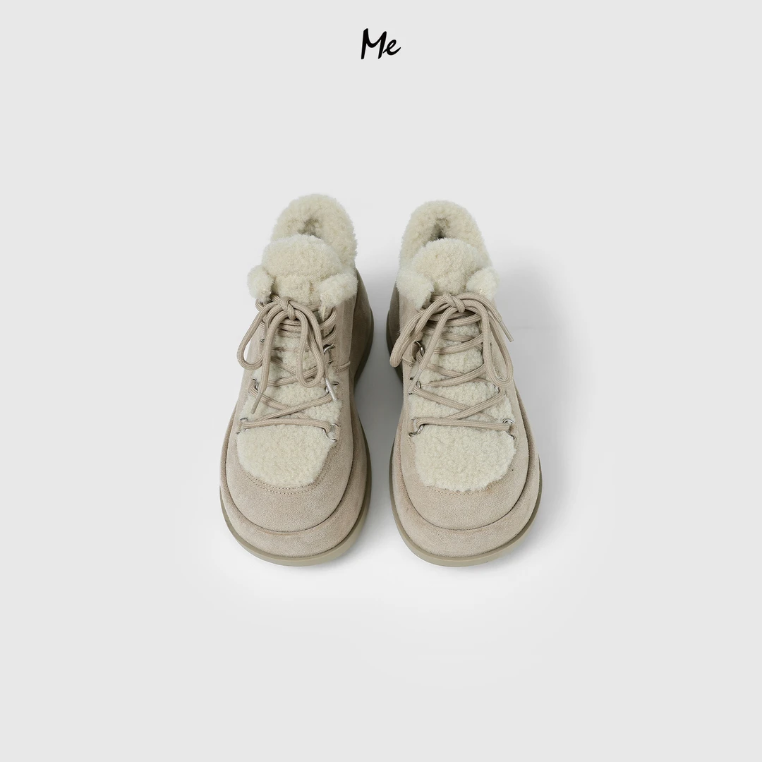 ME【泰迪绑带雪地靴（加绒）】重磅牛反绒厚底增高保暖鞋子MESA5798