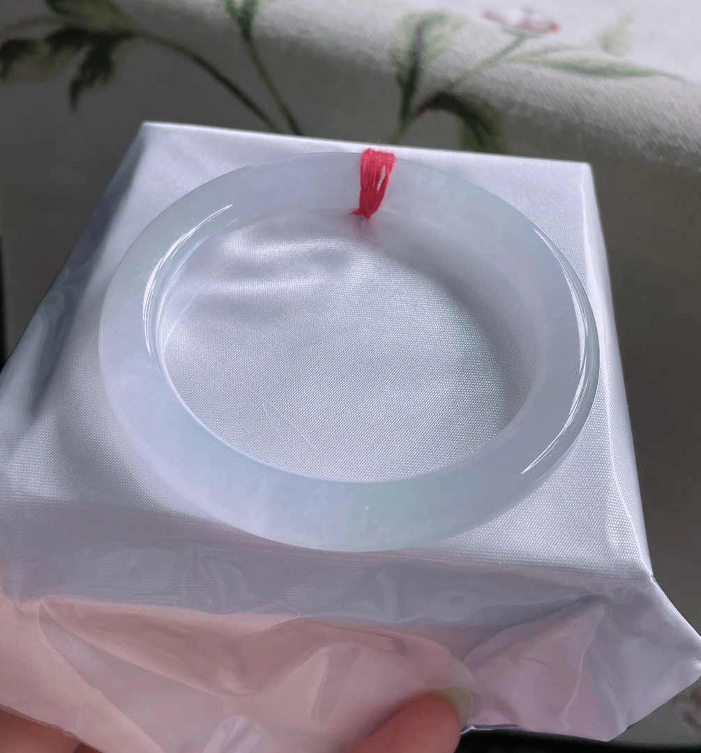 冰糯淡紫53圈圆条美人条手镯 精致优雅 正品天然缅甸翡翠A货玉镯