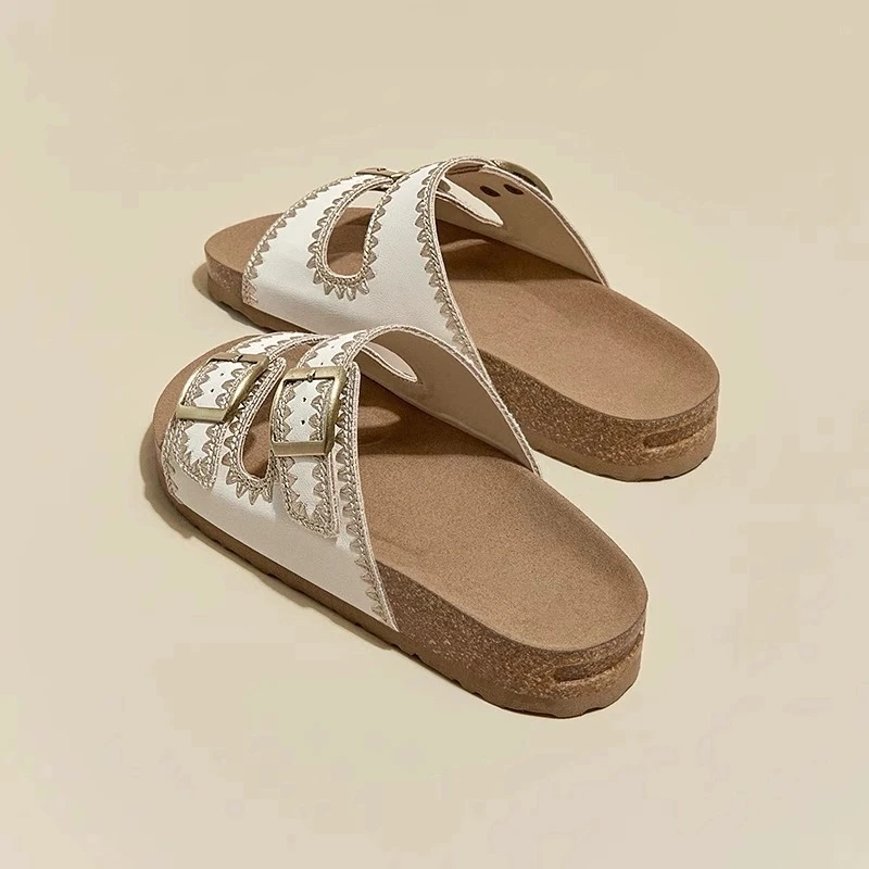 梦孜百丽厚底勃肯鞋凉拖鞋女夏季外穿2025年新款沙滩鞋一字拖凉鞋