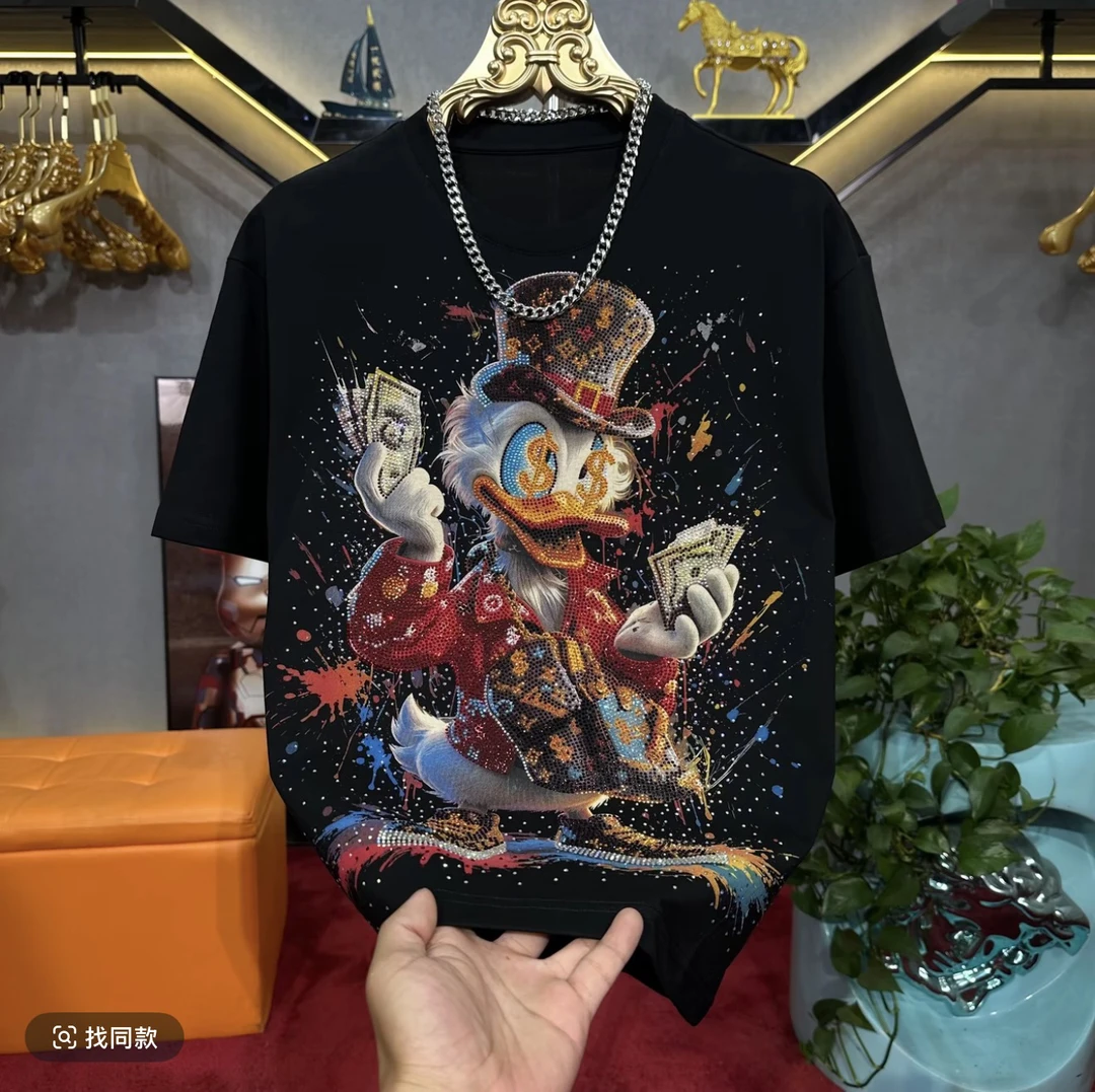 28037满钻动画潮唐老鸭限定满钻唐老鸭袖满钻星空轻奢潮牌欧货