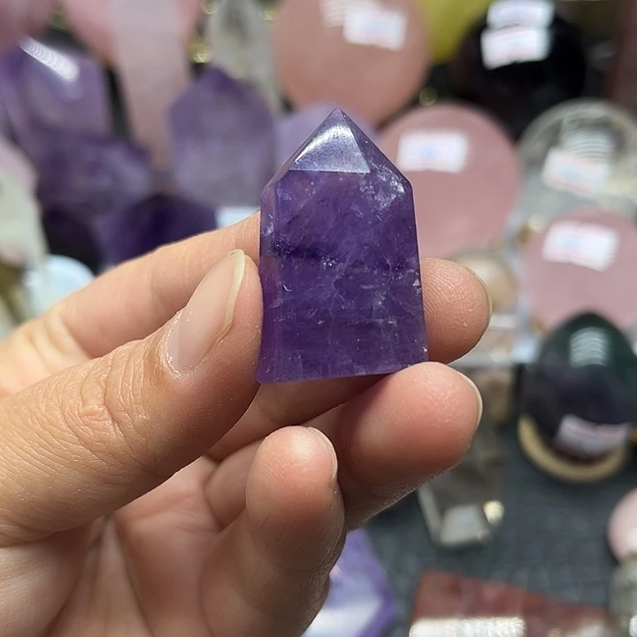 芋***薯未镶嵌水晶珠宝半成品18克紫水晶小柱