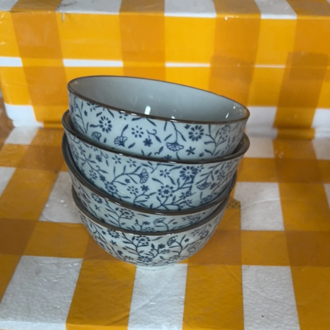 a033仿古釉青花4.5碗4只装