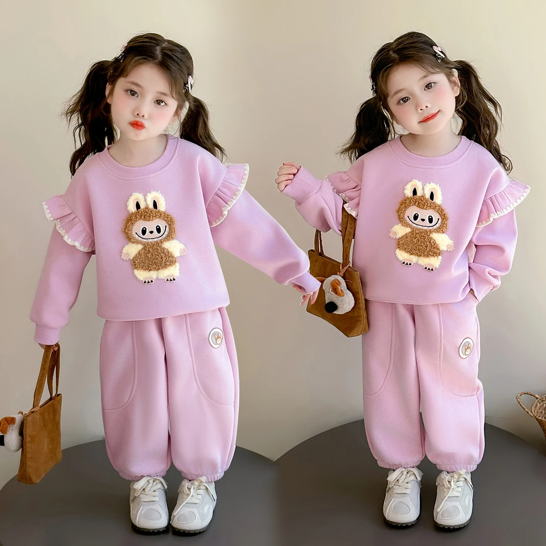 女童秋装外套2025新款洋气休闲卫衣儿童春秋季运动宝宝两件套装潮