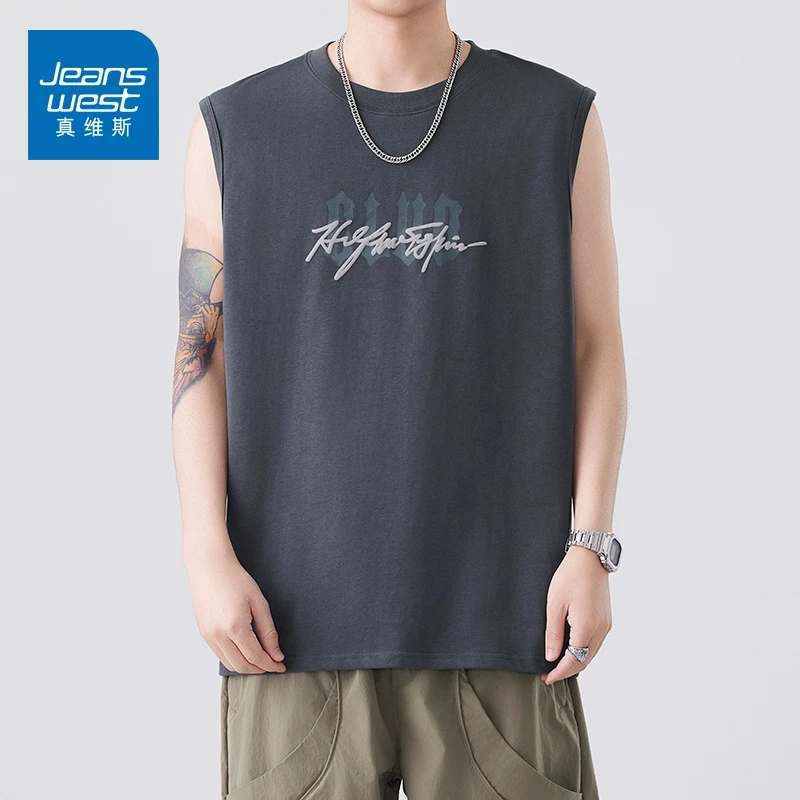 真维斯冰丝透气速干背心男夏季新款宽松百搭运动健身无袖T恤上衣