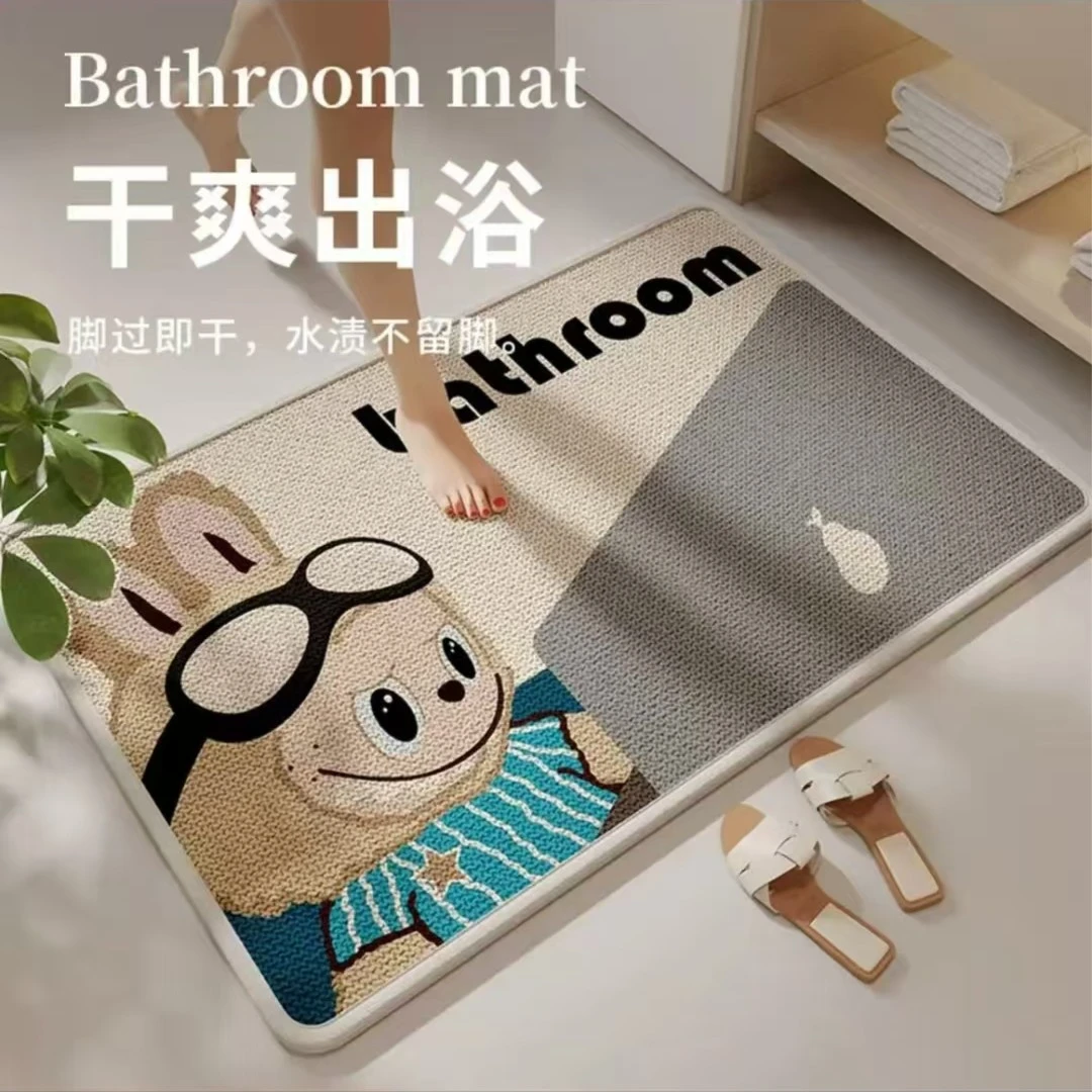 亚麻编织浴室地垫卫生间吸水垫防滑垫入户门垫卫生间垫脚垫速干垫