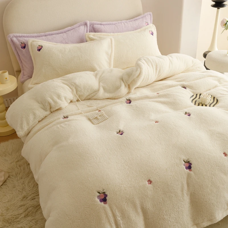 冬季加厚保暖防静电泰迪绒双面牛奶绒四件套床单床笠被套床上用品
