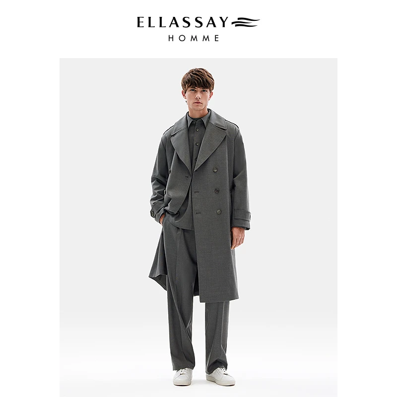 【秀场同款】ELLASSAY歌力思男新款美利奴羊毛战壕风衣EME354F01000