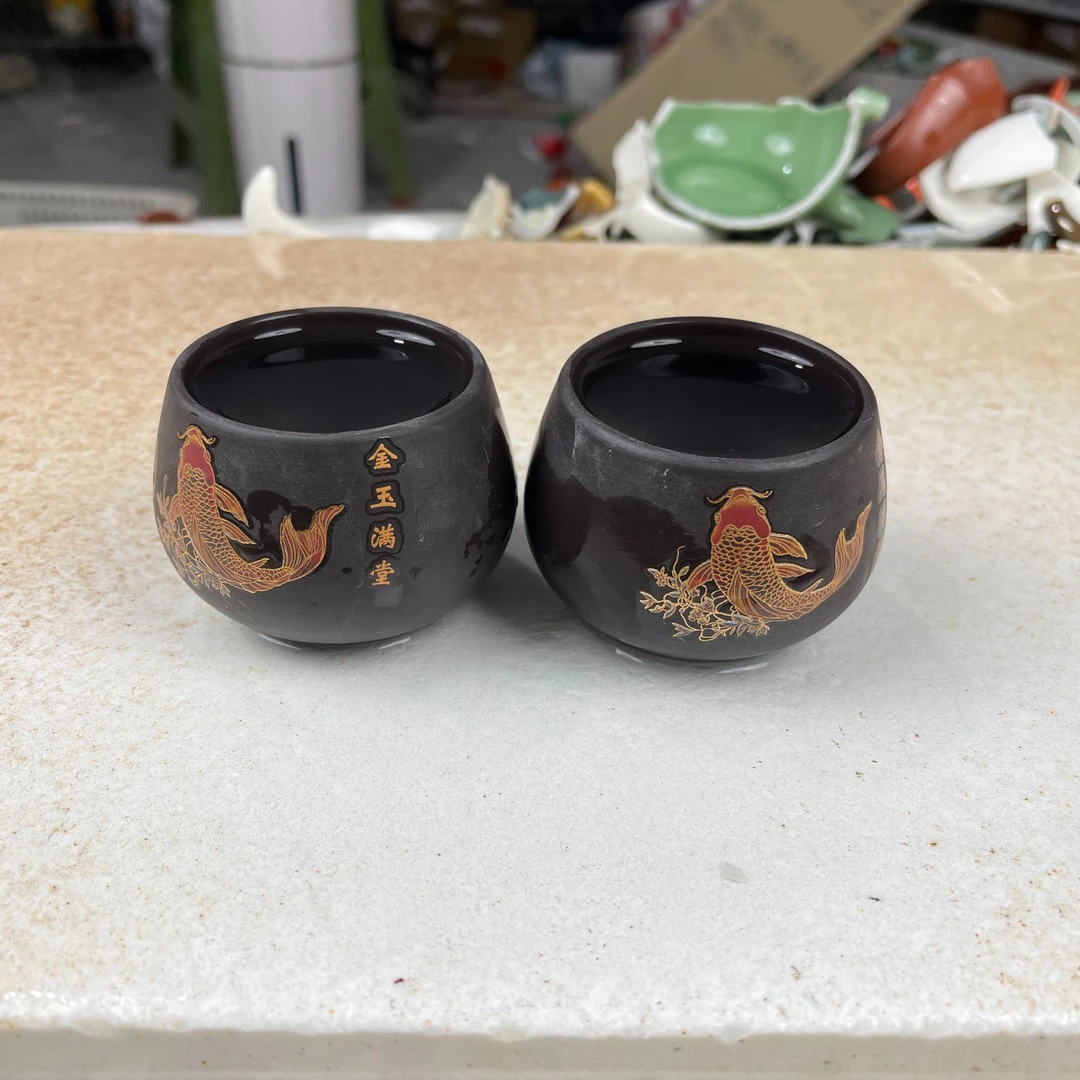 金玉满堂深井老紫泥罗汉主人杯对杯（120ml）