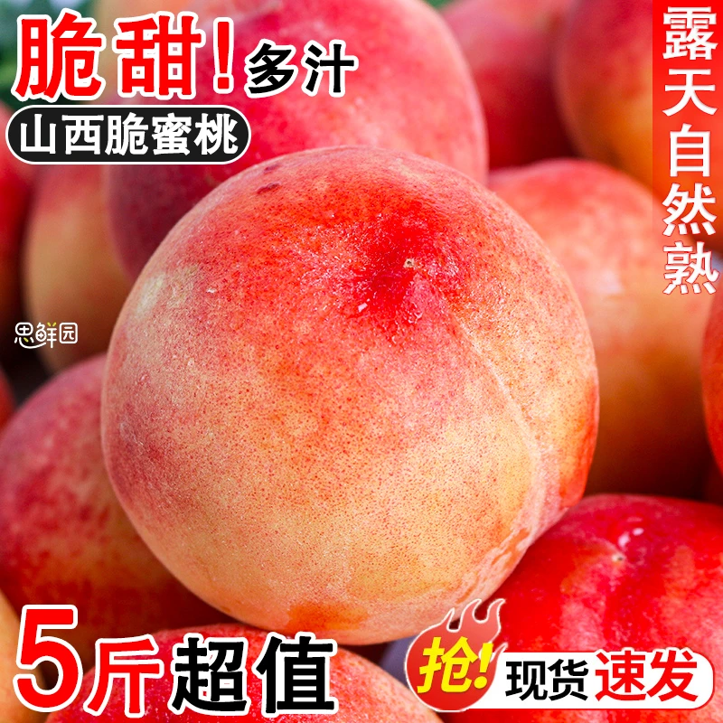 新鲜现摘脆桃露天水蜜桃毛桃子当季现摘水果春雪蜜桃大果孕妇