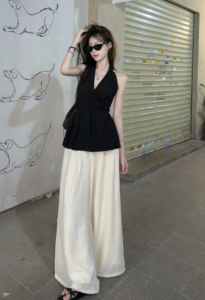 法式通勤风性感风纯欲风时尚套装阔腿裤百褶裙半身裙