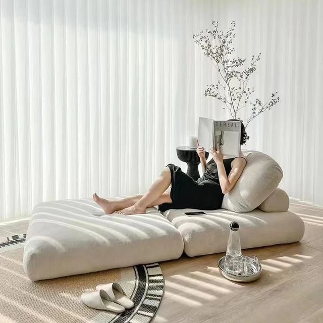 落地沙发麻薯沙发床小户型客厅折叠拆洗两用奶油豆腐块懒人榻榻米