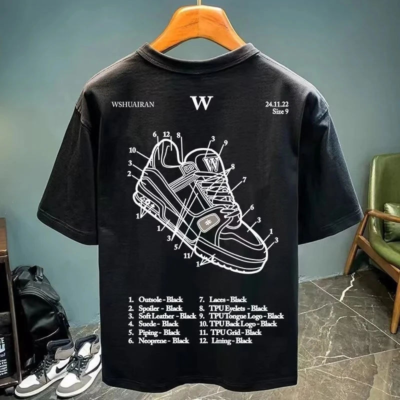 重磅潮牌纯棉印花男士修身短袖恤新款夏季爆款潮流休闲圆领体恤潮