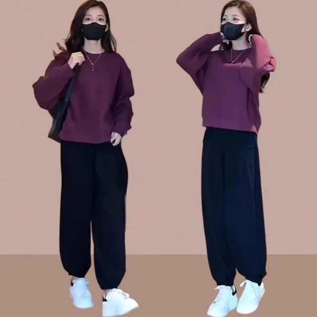 秋装搭配一整套时尚秋季新款女装套装卫衣大码休闲时髦洋气两件套