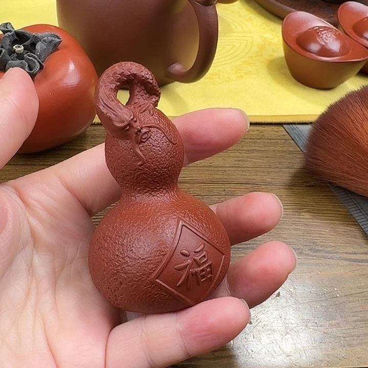 紫砂茶壶福禄朱泥