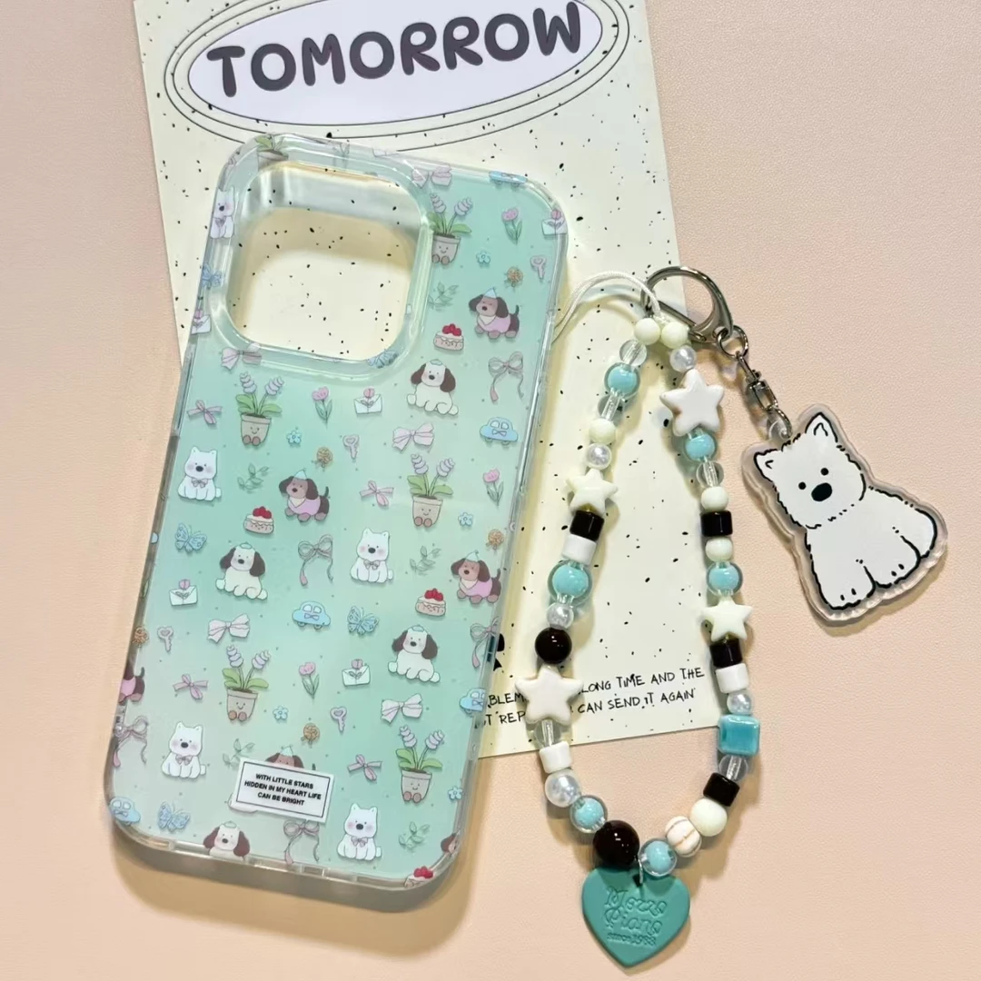 IMD双层满屏西高地适用于苹果16/15promax/13手机壳防摔链条11/12