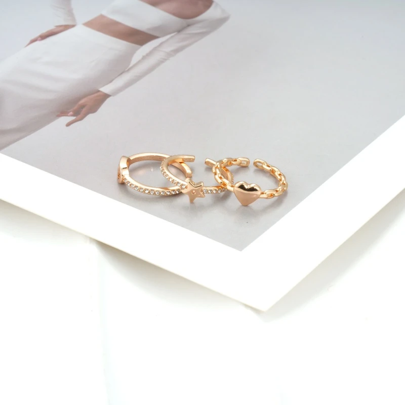 铜合金锆石戒指 【镀K金】9865【开口可调节】