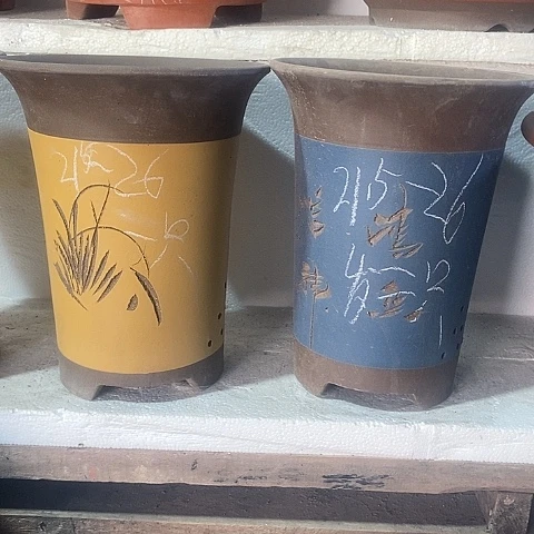 紫砂中国李新紫砂花盆，