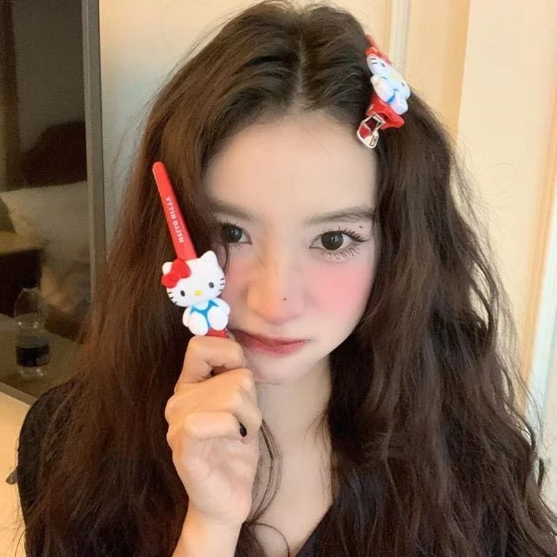 卡通可爱Hellowkitty凯蒂猫发夹一字夹女生边夹大号刘海夹加长女