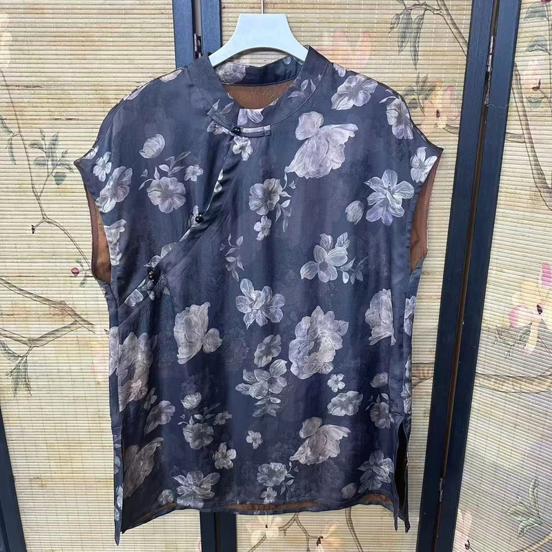 7011【绿栖黛紫】夏季新款国风碧栖叠黛上衣