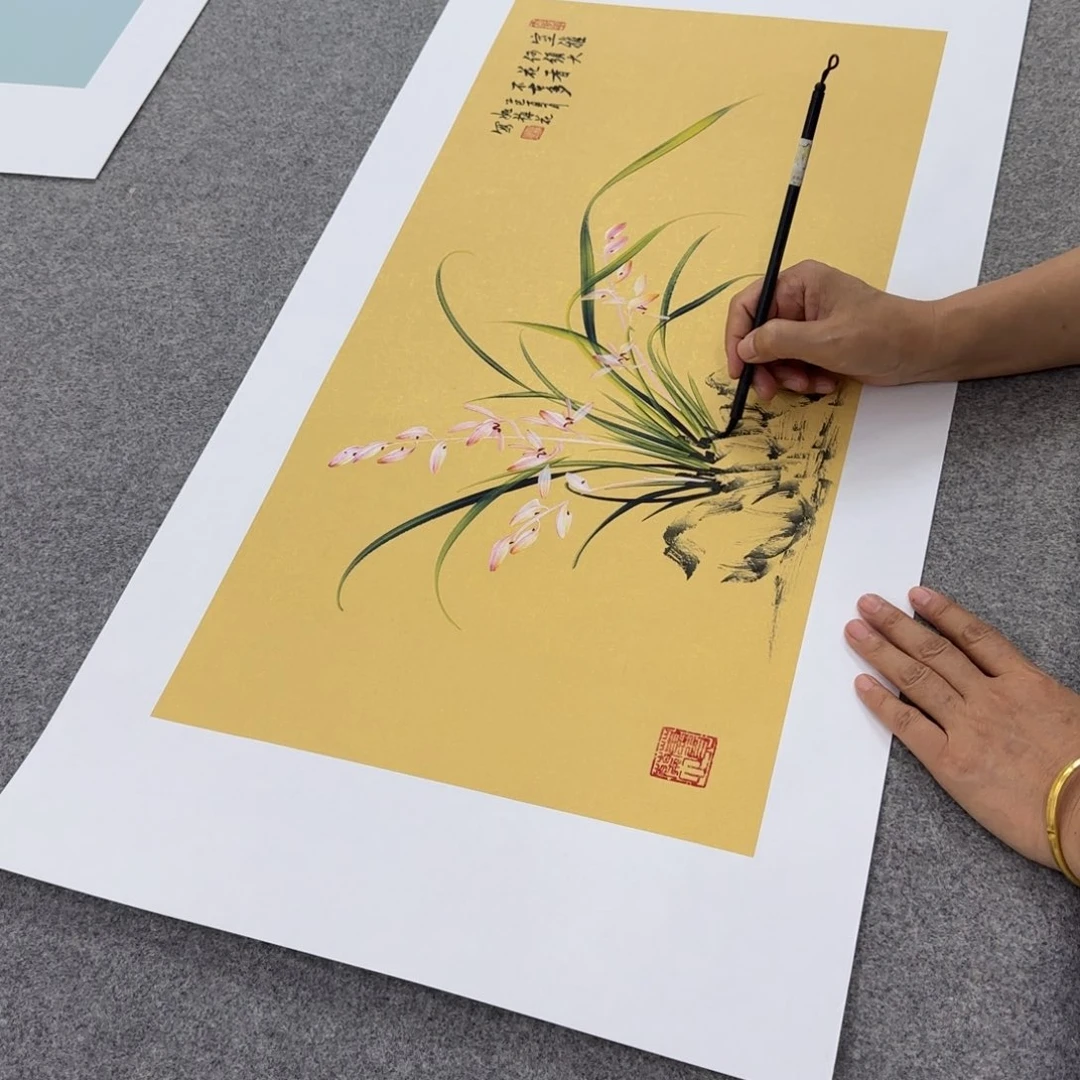 国画国画立体兰花作品